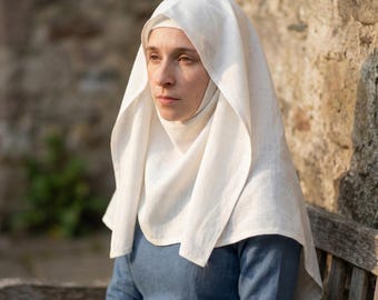 Toca y velo de lino, toca medieval de lino, velo de monja de lino, tocado histórico, velo medieval para mujer, toca renacentista
