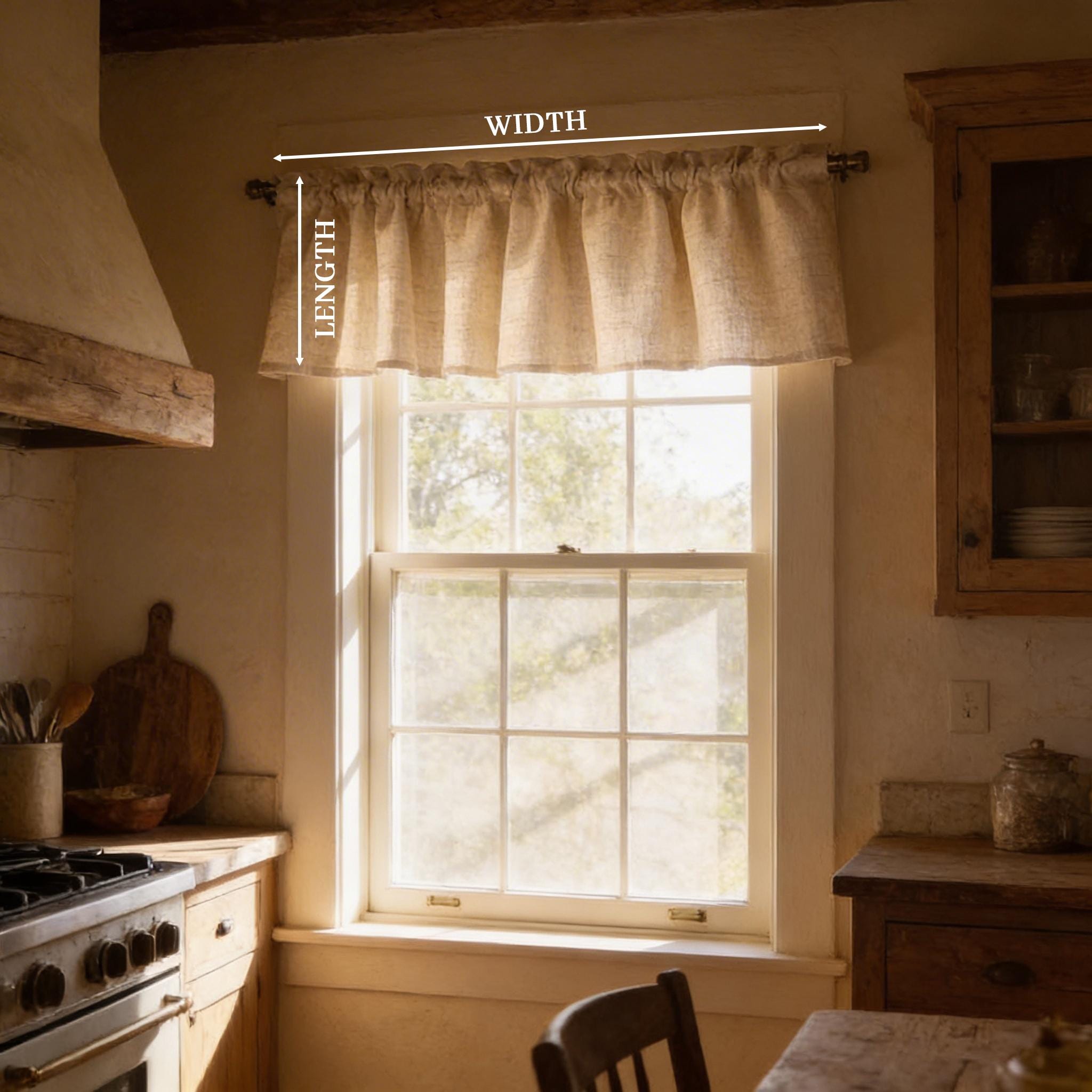 Linen Window Valance, Linen Curtain Valance, Farmhouse Window Valance ...
