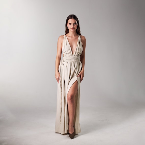 Goddess Wedding Dress Greek Wedding Dress White Greek Dress Sleeveless Boho Dress Grecian Dress Shamanic Dress Cross Back Dress Etsy