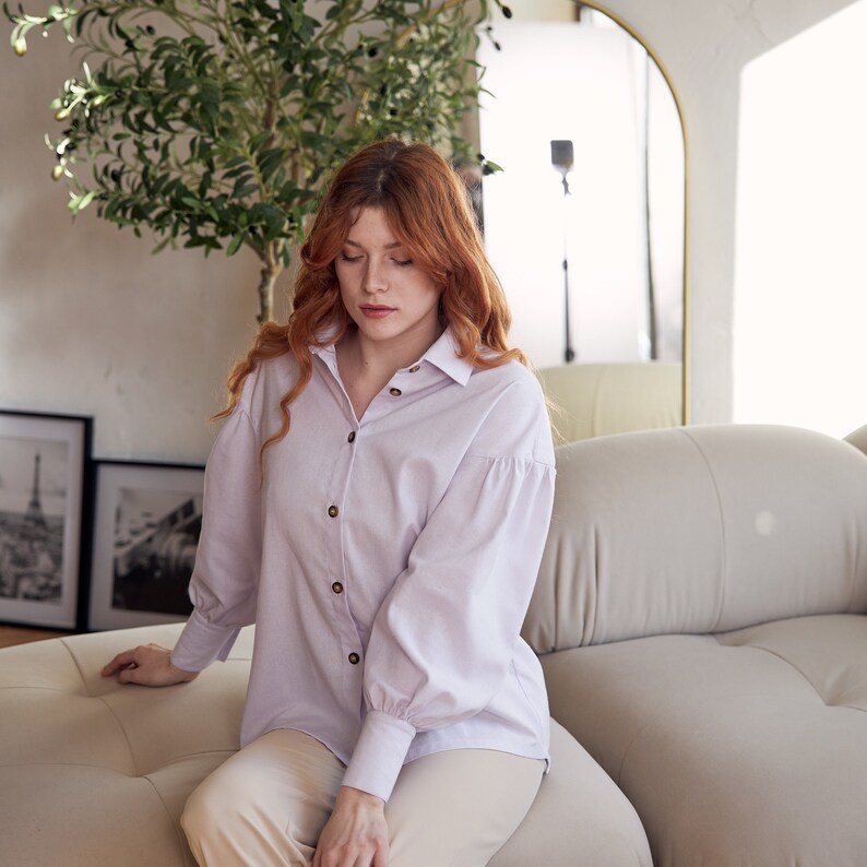 Long sleeve linen shirt, Linen blouse women, White linen blouse, Linen button up shirt, Oversized shirt women, Formal shirt, Oversized shirt image 1