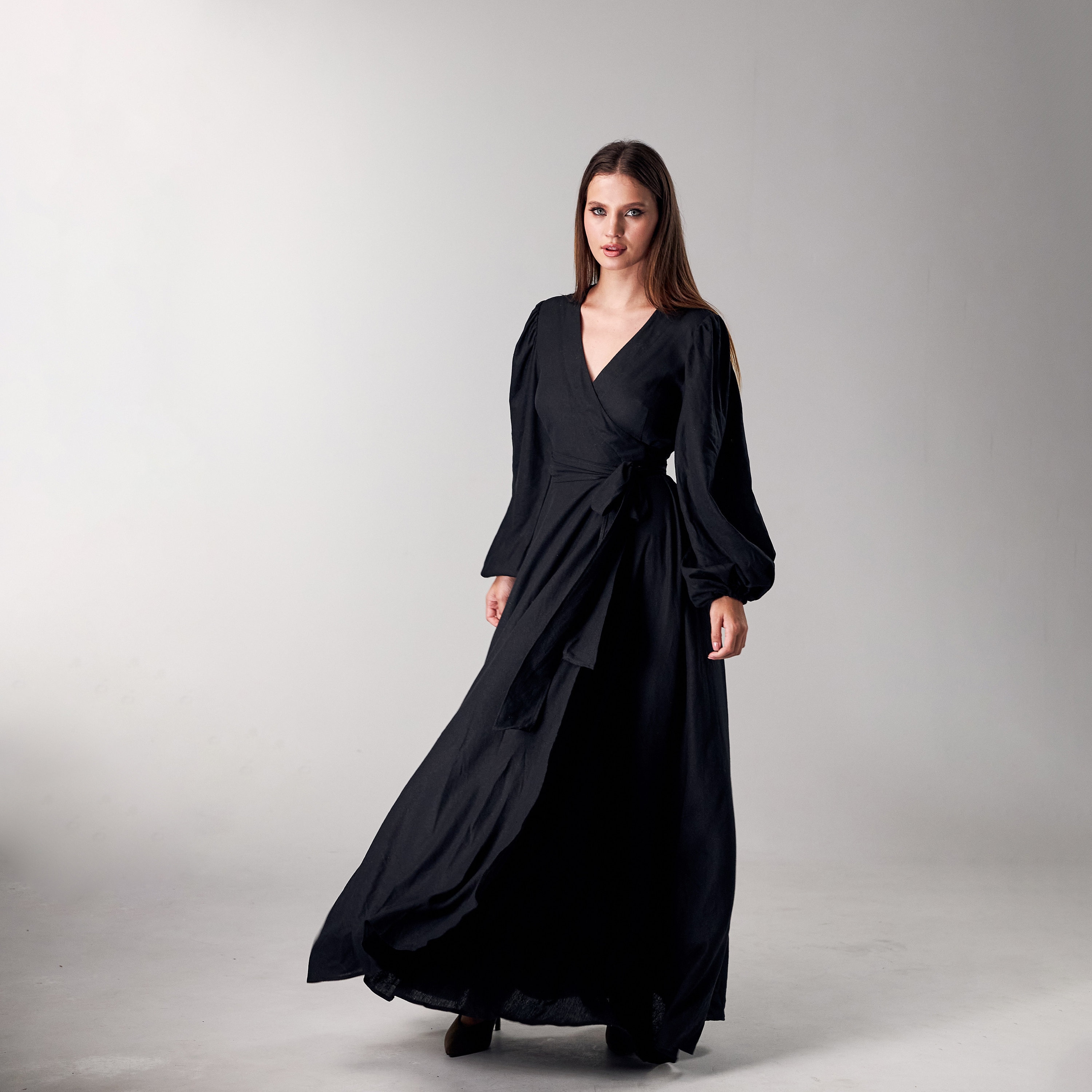 Long wide deals sleeve dress