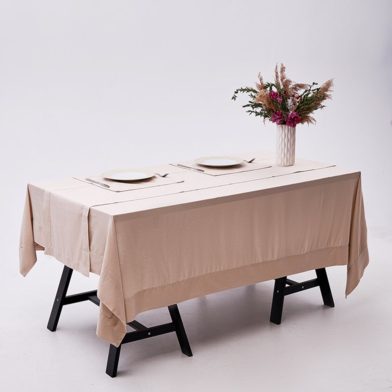 Linen tablecloth rectangle, Stonewashed Linen table cloth, Table linens, Washed linen tablecloth, Soft linen tablecloth, Natural tablecloth image 2