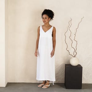 Linen summer dresses for women, Linen tank dress,  V back dress linen, Linen sundress plus size, 100% linen dress, Linen slip dress