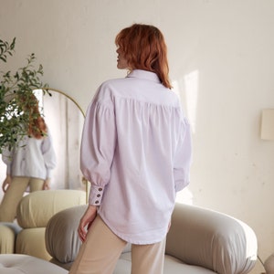 Long sleeve linen shirt, Linen blouse women, White linen blouse, Linen button up shirt, Oversized shirt women, Formal shirt, Oversized shirt image 4