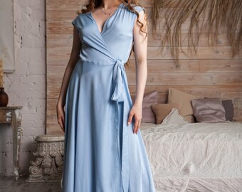 sachin and babi light blue dress Grace Karin Women's Flowy Wrap V-Neck Midi Glitter Chiffon Dress Red Small  NWTs main image 0