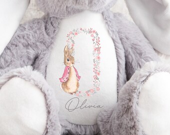 personalised teddy, Personalised Girl Pink Initial Rabbit Bunny, Teddy, Announcment, Baby Shower Gift, New Baby Gift, Custom teddy bear