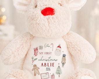 Personalised Baby's First Christmas 2026 Reindeer 1st Xmas Keepsake Gift Baby's First Christmas Soft Toy Gifts