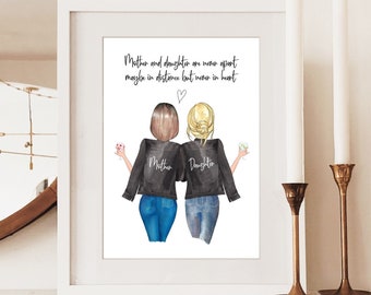 Mutter und Tochter Druck, Personalisiertes Muttertagsgeschenk, Mama Geschenk, Familienportrait, Geschenk für Mama, Mutter Geburtstagsgeschenk, Tochter Geschenk