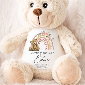 New Baby Birth Announcement, New Baby Gift, Personalised Plush Soft Toy, First Birthday Gift, 1st birthday girl gift, pregnancy gift