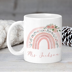 Personalised Teacher Mug, Teacher Gifts, Thank You Gifts, Rainbow Gifts, School Leaving Gift, Graduation Teaching Assistant Nursery Gift