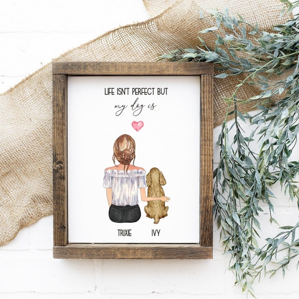 Personalised Handmade Pet Print, Custom Dog Owner Gift, Custom Family Pet Portrait, Personalized Gift, Dog and Owner Gift, Dog Lovers