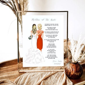 Personalised Mother Of The Bride Illustration Gift, Wedding Gift From The Bride, Mother Of The Bride Gift From Daughter, Thank You Gift