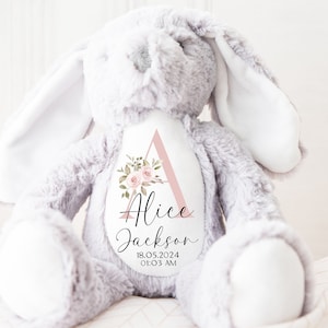 New Baby Birth Announcement, New Baby Gift, Personalised Plush Soft Toy, First Birthday Gift, 1st birthday girl gift, pregnancy gift