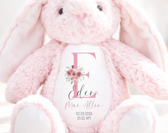 New Baby Birth Announcement, New Baby Gift, Personalised Plush Soft Toy, First Birthday Gift, 1st birthday girl gift, pregnancy gift