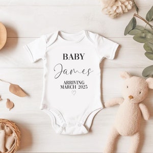 Baby Announcement, Personalised Coming Soon, Family Surname, Due date Vest, Pregnancy Gift, Pregnancy Announcement Social Media