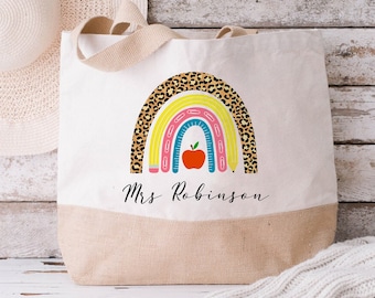 Personalised Teacher Bag, Personalised Teacher Bag, Teacher Gift, Teacher Gifts, Thank You Teacher Gift, Jute Lunch Bag, End Of School Year