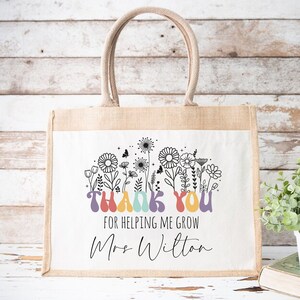 Personalised Teacher Bag, End Of Term Teacher Gift, Personalised Teacher Gifts, Personalised Book Bag, Teaching Assistant Gift, Rainbow Bag