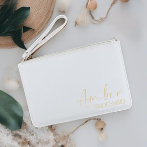 Personalised Clutch Bag With Name, Bridesmaid Gift, Gift for Bride, Maid of Honour Present, Personalized Gift for Her, Gift for Wife
