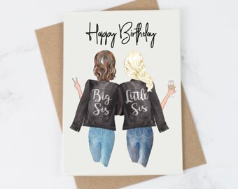 Women/'s Happy Birthday Card Handmade// Personalised /' Big Sis/' Sister// Niece