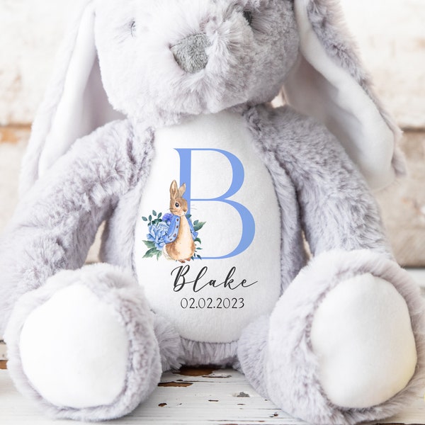 Personalised Bunny Rabbit, New Baby Gift, Personalised Plush Soft Toy, Your Name Teddy, Kids Cuddly Toy, Girls and Boys Teddy