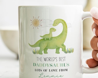Personalised First Father's Day Daddysaurus Mug, Custom 1st Father's Day Dinosaur Daddy Gift, Fathers Day Gifts, Gifts for New Dad