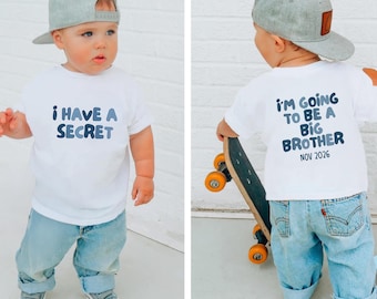 Big Brother T-Shirt, I have a Secret, Promoted To Big Brother, Front Back Toddler T-shirt, Big Brother Top