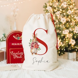 Personalised Name Santa Sack, Custom Christmas Sack, Personalized Christmas Toy Sack, Name & Initial Christmas Sack Gift