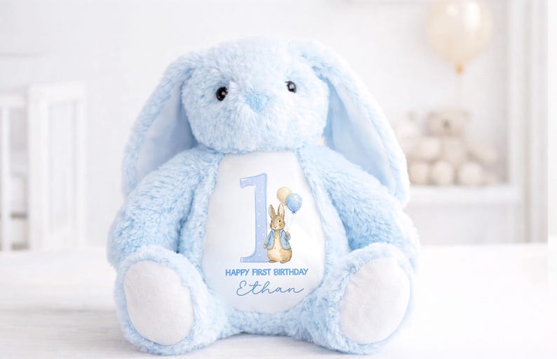First Peter Rabbit Toy Personalised First Birthday Gift, 1st Birthday Custom Name Bunny Soft ...