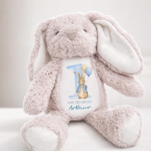 Personalised First Birthday Gift, 1st Birthday Custom Name Bunny Soft Toy Keepsake image 3