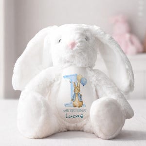 Personalised First Birthday Gift, 1st Birthday Custom Name Bunny Soft Toy Keepsake image 5