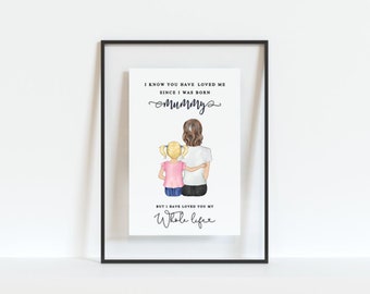 Personalized Gift, Custom Mother Daughter Print, Mom Birthday Gift, Mum Print, Mother Birthday Gift, Mom Christmas Gift, Mum Christmas Gift