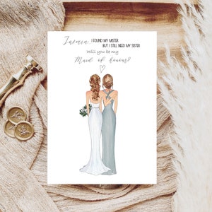 Personalised Bridesmaid Proposal Illustration, Will you be my bridesmaid card, Bridesmaid box filler, Bridesmaid Proposal, Maid of honour