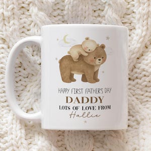 Personalised Happy First Father&#39;s Day Daddy Bear Mug & Coaster Set, Father&#39;s Day Gift , New Dad Gift, Gift for Daddy, Gift Daddy Grandad