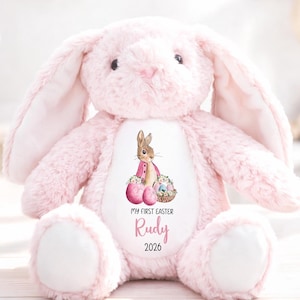 Personalised my first Easter Bunny Teddy Plushie for baby Girl Boy 1st Easter, Custom first Easter gift Keepsake