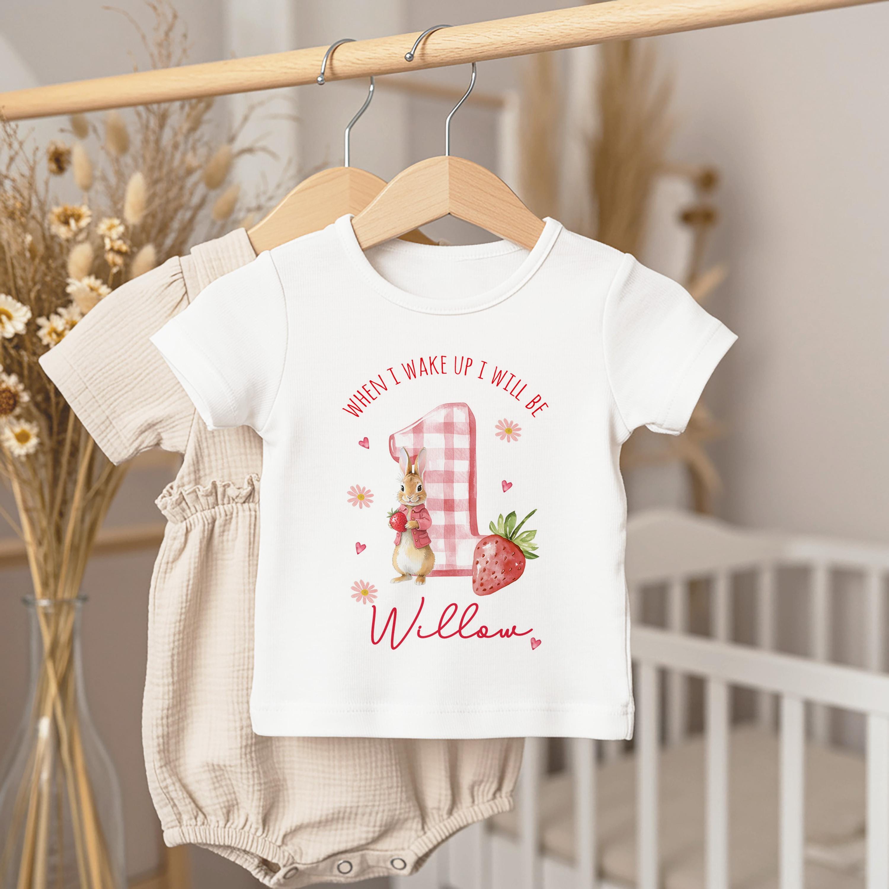 Personalised Girl Pink Strawberry Birthday Pyjamas, When I Wake up I’ll ...