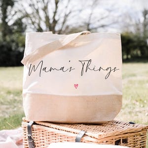Mother&#39;s Day Gift Mama Beach Jute Bag, Mum&#39;s Things, Lunch Shopping Every Day Bag, Mother&#39;s Day Gift, Canvas Tote Bag Gift For Mum