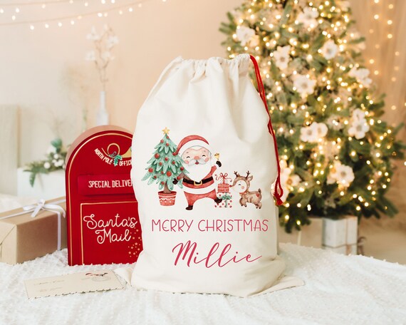 Personalised Santa Sack, Christmas Present Sack, Baby's First Christmas  Gift, Special Delivery Christmas Eve Box, Father Christmas