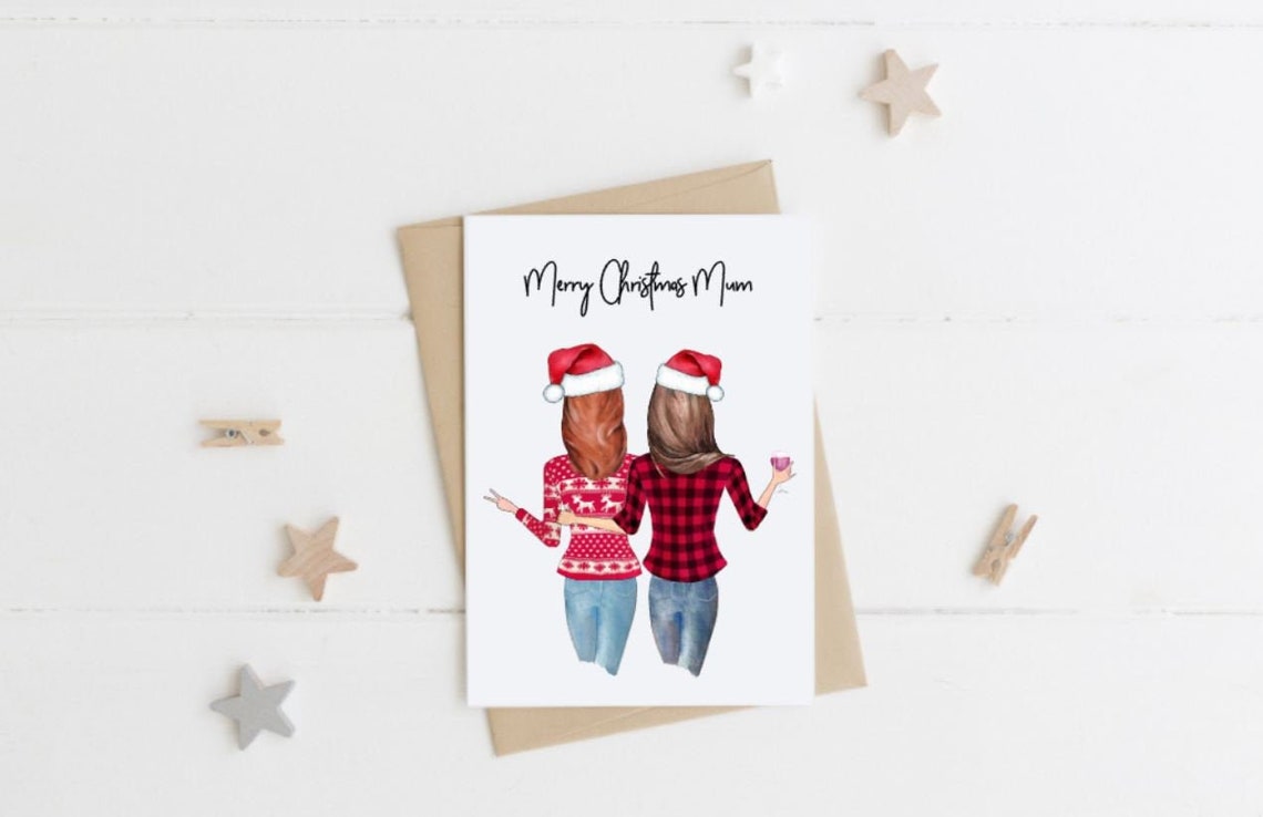 Mum Christmas Card/ Card for her/ Mom Christmas Card/ Mum | Etsy