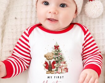 My First Christmas Sleepsuit, Personalised My First Christmas Babygrow, Baby’s 1st Christmas Outfit, Newborn Christmas Outfit, First Xmas