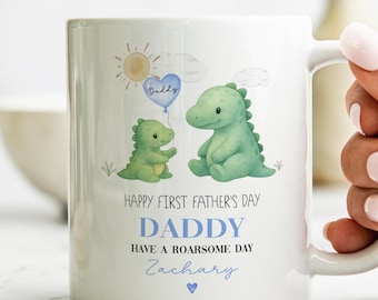Personalised First Father's Day Mug - Custom 1st Father's Day Dinosaur Daddy Gift- Daddy Mug, Fathers Day Gifts - Gifts for New Dad