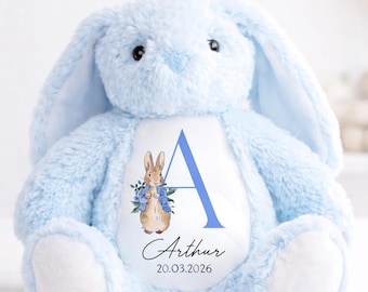Personalised Teddy New Baby Gift , Baby Shower, New Parents, Gifts for Grandchildren, Baby Boy, Baby Girl, Bunny Rabbit, Custom Name