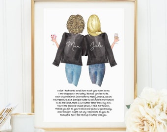 Personalized Gift, Custom Mother Daughter Print, Mom Birthday Gift, Mum Print, Mother Birthday Gift, Mom Christmas Gift, Mum Christmas Gift