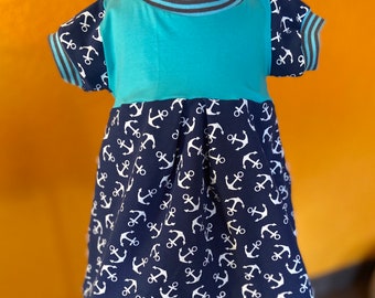 Kleid aus maritimen Jersey, blau, Größe 68 mit passender kurzer Pumphose