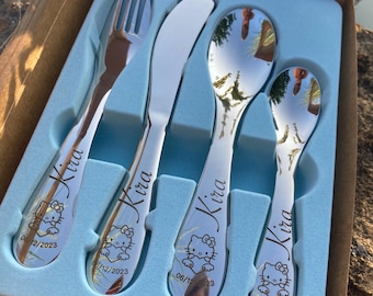 Vintage Gense, Sweden, Children's Cutlery Set, Spoon,fork and