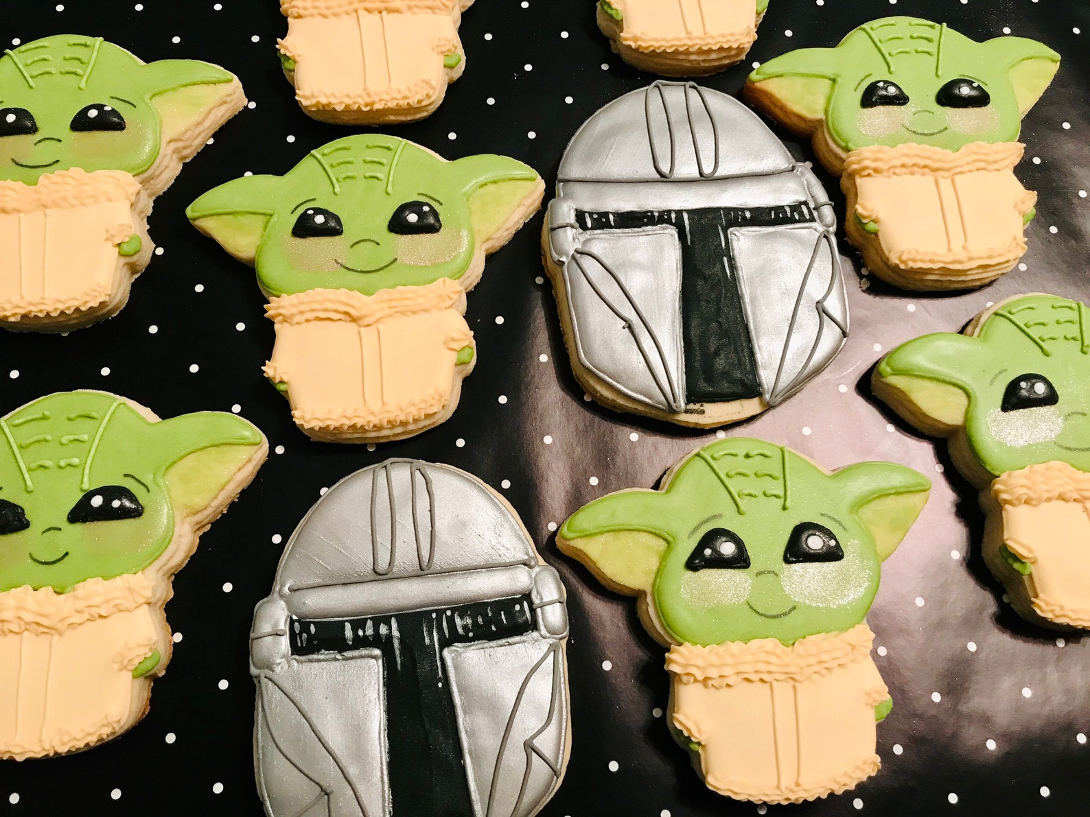 Baby Yoda Cookies Mandalorian Birthday Cookies Space Etsy