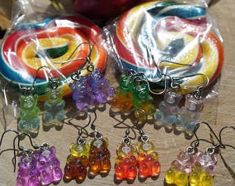 Multi-colored Sparkle Gummy Bear Earrings! Fun, Original, Different.