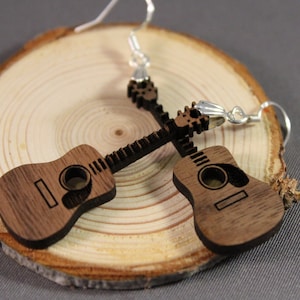 Walnut Acoustic Guitar Dangle Earring