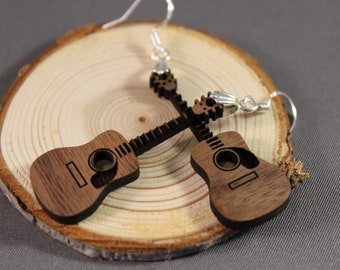 Walnut Acoustic Guitar Dangle Earring
