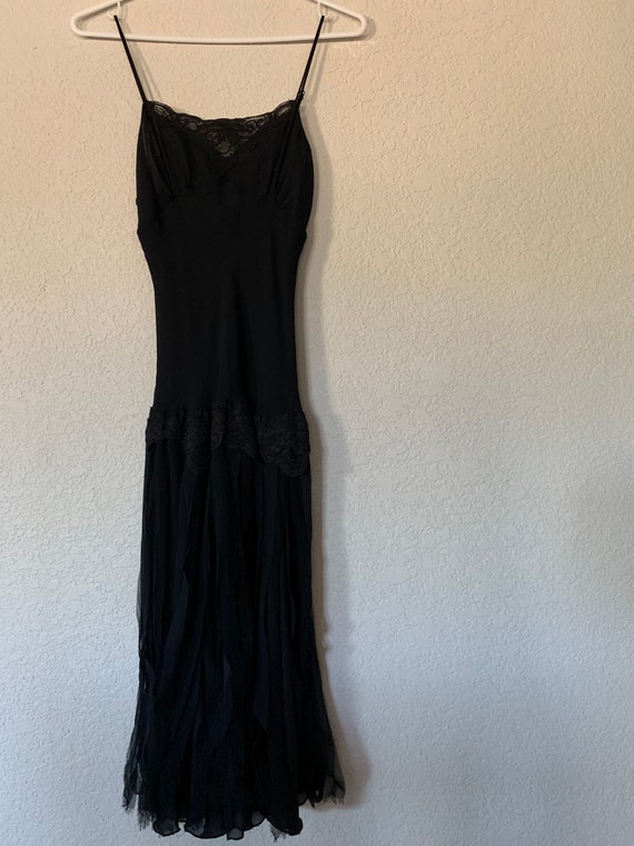 Vintage 90s Betsey Johnson New York Black Silk Sli