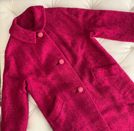 Vintage 40s 50s Coat Raspberry Pink Rhinestone But